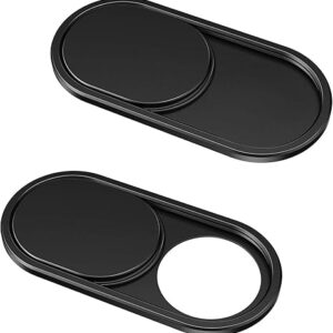 CloudValley Webcam Cover Slide[2-Pack], 0.023 Inch Ultra-Thin Metal Web Camera Cover for Macbook Pro, iMac, Laptop, PC, iPad Pro, iPhone 8/7/6 Plus, Protect Your Visual Privacy [Black]
