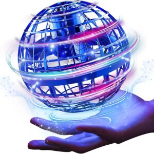 Ciniffo Flying Orb Ball Toy 2025 – Light Up Hand Controlled Boomerang Spinner Mini Drone Toy, Hover Cosmic Globe Ball, Cool Christmas & Birthday Gift for Boys Girls Teens Ages 6+ (Blue)